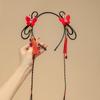 Estilo chinês Ano Novo acessórios para o cabelo meninas Hanfu festivo peruca de borla vermelha trança headband Bebê Ano Novo cocar