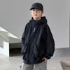Chaqueta cortavientos estilo ropa de trabajo para niños, nueva colección primavera/otoño, chaqueta con capucha de corte holgado, top funcional estilo japonés para niños mayores, moderno