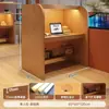 Mesa de Estudio para Sala de Estudio, Mesa con Separadores Inmersivos y Sillas, Mesa para Preparación de Exámenes, Mesa de Autoestudio, Escritorio Cerrado, Escritorio para Estudiantes, Forma Cuadrada