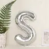 Balão de Letra de Filme de Alumínio 16 polegadas Decoração de Festa de Aniversário Infantil Balão de Letra Dourado Prateado de Folha de Alumínio