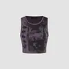 2025 Nuevo Estilo de Verano Sin Mangas Moderno Personalizado Patrón de Ojo Ombligo Expuesto Delgado Cuello Redondo Sexy Chaleco Pulóver Top