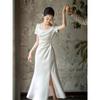 Vestido Blanco Elegante de Compromiso para Mujer, Nuevo Estilo Francés Otoño 2026, Sencillo y Elegante, Adecuado para el Uso Diario, Vestido Blanco Pequeño