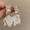 Aretes de borlas de nácar estilo francés para mujer, diseño único con ambiente de vacaciones en la isla, aretes elegantes y exagerados