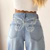 Amazon Aliexpress Ebay Jeans Casuales Estampados de Cintura Alta Sueltos de Pierna Ancha para Mujer Jeans Adelgazantes de Pierna Ancha