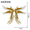 Adesivos de Tecido Bordados Fênix Estilo Chinês Dinastia Han Leque Dragão e Fênix Patch DIY Adesivos Decorativos Adorno de Casamento Grampo de Cabelo Adesivos de Tecido