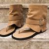 Sandálias de Tanga Tendência Nova 2026 Estilo Romano Nicho Botas Martin Botas de Motociclista Sapatos Femininos Rasos