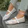 Sandalias Planas de Malla con Hebilla de Pedrería de Gran Tamaño de Comercio Exterior para Mujer 2026 Verano Nuevo Estilo Transpirables Suela Suave Huecas Mary Janes