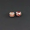 Estilo Étnico Retro Ágata Dzi Dios de la Riqueza Dzi Perla Superior Ágata Roja Negra Envejecida Diente de Tigre Perla Barril Nueve