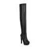 As novas botas de cano alto com zíper traseiro na boca do cano, botas sem calça, botas de cavaleiro, botas de salto alto de mesa d'água, tamanhos 40-43, botas de comércio exterior