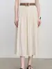 Falda plisada texturizada dulce estilo coreano para mujer, de cintura alta para verano, fluida, entalladora, línea A, longitud media con dobladillo ancho