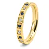 Anillo de Diamante Cuadrado Pequeño Cnc Transfronterizo Europeo y Americano para Mujer de Acero de Titanio Exquisito Diamante Blanco Azul Joyería de Alta Gama Venta al por Mayor