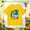 Camiseta de manga corta My World Steve para niños y niñas, de algodón puro para verano, con estampado de dibujos animados, elegante, casual, de media manga