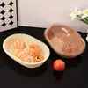 A prueba de caídas juego completo acrílico con tapa cesta de frutas tejida a mano cesta de pan cesta de almacenamiento de bocadillos exhibición de supermercado