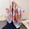 Pañuelo de Seda Artificial con Estampado de Limones Estilo Coreano, Chal, Bufanda de Cuello, Pañuelo de Cuello de Alta Gama, Pañuelo Cuadrado Pequeño, Pañuelo para la Cabeza, Pañuelo de Seda, Bufanda para Mujer