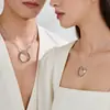Collares de Corazón para Pareja de Venta Caliente Transfronteriza para Hombres y Mujeres, Cadena para Clavícula de Lujo Accesible de Gama Alta, Joyería de Moda Estilo Ins de Nicho