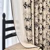 Cortina Blackout Jacquard Teñido en Hilo de Alta Calidad Begonia Textura de Lino Parte Inferior Cortina Francesa Blanco y Negro Antiguo