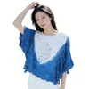 Camisa Asa de Morcego Tie-Dye Comércio Transfronteiriço Blusa Bordada Camisa de Proteção Solar para Férias na Praia Camisa para Ar Condicionado Camisa com Renda de Novo Estilo