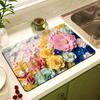 Tapete Escurridor de Cocina Estilo Pastoral para Mesa Encimera Absorbente de Barro Diatómico Tapete Aislante Antiescaldante para Tazón y Palillos Envío Directo