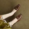 Primer encuentro: Brisa Suave de Noche Zapatos de Tacón Alto Cuadrados Retro con Lazo para Mujer Mocasines de Tacón Grueso para Mujer