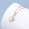 Collar de Trébol de Cuatro Hojas de la Suerte para Mujer, Colgante Estilo Bosque de Perlas, Cadena Clavicular en Oro Rosa, Cadena de Collar Clásica para Apilar
