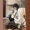 Moletom Gola Redonda Feminino 2026 Novo Outono Inverno Com Pelúcia Extra Tamanho Grande Sem Capuz Solto Estilo Preguiçoso Estilo Hong Kong Chique Manga Longa