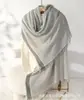 Cachecol de Tricô Liso 100% Caxemira Pura Xale de Inverno Feminino Cachecol de Lã Moderno Quente Uso Duplo