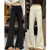 Pantalones de Arroz Glutinoso Versión Estrecha con Cordón Pantalones Deportivos Casuales Ligeramente Acampanados Largos Otoño Nuevo Cintura Alta Caída Adelgazantes Pantalones de Yoga para Mujer