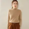 Suéter básico de cachemira de cuello medio para mujer, cachemira pura, engrosado, holgado, adelgazante, suéter de punto base, ropa interior