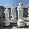 Escultura Personalizada em Pedra de Estátuas de Buda em Mármore Branco: Buda da Medicina de Três Faces, Bodhisattva Guanyin, Bodhisattva Manjushri e Deus da Riqueza dos Nove Caminhos para Exposição ao Ar Livre