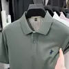 Camisa Polo de Manga Corta para Hombre con Seda de Morera, Nuevo Estilo Verano 2026, Camiseta de Negocios con Cuello de Solapa, Top Casual de Alta Gama Bordado