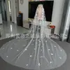 2025 Novia Nueva Boda Vestido de Novia Principal Tocado Estilo Bosque Súper Hada Capa Única Romántico Hueso de Coche Floral Cola Súper Larga Cabeza