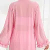 Conjunto de lencería sexy de comercio exterior europeo y americano: camisola de malla transparente, shorts, bata, bordado, ropa de dormir seductora para casa