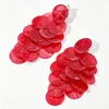 Aretes Largos con Borla de Racimo de Uvas de Concha Natural, Estilo Festivo con Lentejuelas de Colores, Aretes que Adelgazan el Rostro, Venta al por Mayor Multicolor