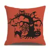 Funda de almohada de lino para Halloween, funda de cojín para reposacabezas impresa