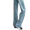 Calça Jeans Reta de Barra Estreita Cor Clara para Mulheres, Stretch, Cintura Alta, Emagrecedora, Amiga de Baixas Estaturas, Calça de Barra Larga, Primavera/Verão 2026