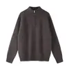 Ropa Vintage Yidao Otoño 2026 Nuevo Suéter de Media Cremallera con Cuello Alto para Hombre Punto Retro Simple de Color Sólido con Hombros Caídos