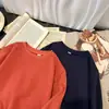 Moletom de Algodão com Manga Longa Infantil para Primavera e Outono, Nova Camisa Base Fina para Crianças, Versátil Cor Sólida Lisa Roupa Infantil