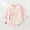 Conjunto de Primavera para Bebé, Mameluco Triangular de Algodón Puro con Cuello de Encaje, Mono de Bebé Recién Nacido Estilo Princesa para Abrigo