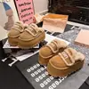 Sapatos Birkenstock de Solado Grosso Meias Pantufas Meia-Pata Forradas com Lã Calçados Externos Femininos Pantufas Peludas 2025 Novas Botas de Neve de Inverno Pantufas de Algodão