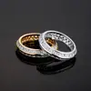 Anillo de diamante de doble fila de acero inoxidable con explosiones transfronterizas, anillo de moda de personalidad masculina de nicho, anillo de diamante de escuadra T de Europa y Estados Unidos, venta al por mayor