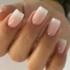 Esmalte produto acabado atacado clássico francês rosa e branco gradiente manicure unha falsa retangular esmalte usar esmalte
