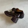 Zapatos Loafers de Cuero Grueso con Hebilla Metálica de Tacón Grueso, Estilo Retro Británico, Punta Redonda, de Tacón Alto para Commuter y JK, para Mujer