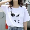 Camiseta feminina de manga curta de verão moda estampada manga curta tamanho europeu plus size stand independente manga curta blusa básica para mulheres