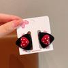 Grampo de Orelha de Gato Flocado Dupla Face Infantil Acessórios de Cabelo Princesa Angorá Vermelho com Textura para Menina Presilha Lateral para Cabelo de Menininha