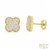 Pendientes de Plata de Ley S925 Completos de Moissanita Pendientes de Botón de Plata de Ley Trébol de Cuatro Hojas Completamente Pavimentados con Moissanita Adornos para Orejas Vendedor Popular Transfronterizo de Amazon