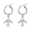 Nuevos Pendientes de Colgante de Avión Pequeño Dorado de Moda Pendientes Simples Personalizados de Color Puro Hebillas para Orejas Joyería Transfronteriza