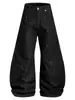 Jeans de Pierna Ancha Sueltos Unisex con Parche de Tinta Salpicada Estilo Retro Americano, Tres Rayas Curvas, Pantalones Largos de Nuevo Estilo con un Diseño Único