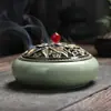 Grande Queimador de Incenso de Cerâmica para Uso Doméstico, Porta Incenso Repelente de Mosquitos Criativo com Tampa, Caixa de Incenso de Artemísia e Suporte para Varetas de Incenso