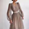 Nuevo Vestido de Lunares con Mangas Abullonadas Estilo Europeo y Americano 2021 Primavera/Verano Aliexpress Amazon Elegante para Dama