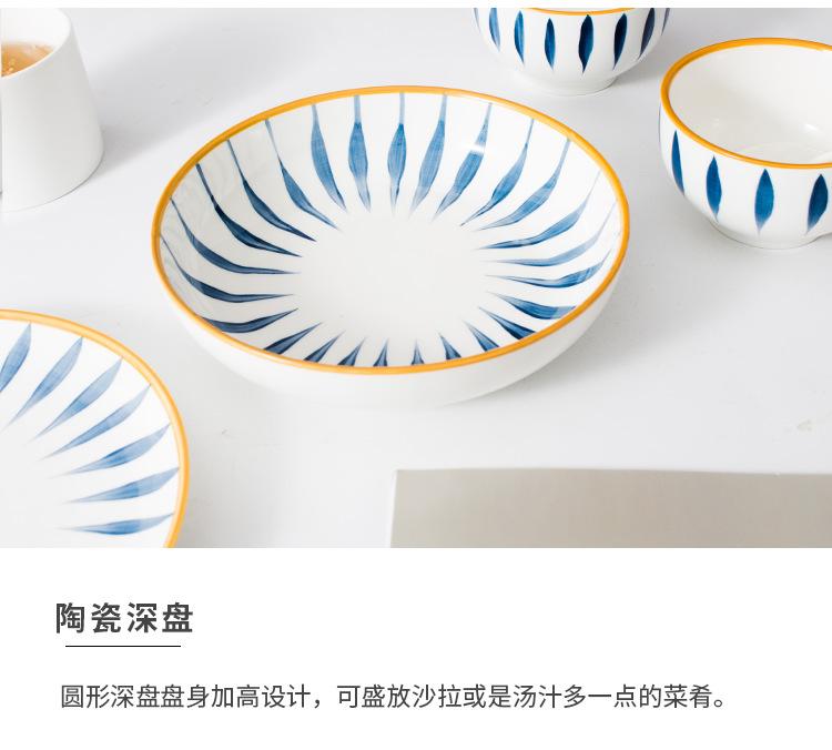 新款日式和风手绘陶瓷碗套装釉下创意礼品家用瓷器汤盘碗餐具定制